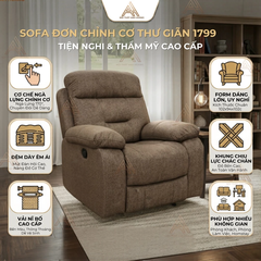 Ghế Sofa Nâu Chỉnh Cơ Có Chức Năng Ngả Cao Cấp Chất Vải Nỉ Bố | SOFA ĐƠN RB | Nội Thất Anh Hoàng