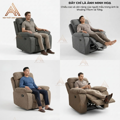 Ghế Sofa Nâu Chỉnh Cơ Có Chức Năng Ngả Cao Cấp Chất Vải Nỉ Bố | SOFA ĐƠN RB | Nội Thất Anh Hoàng