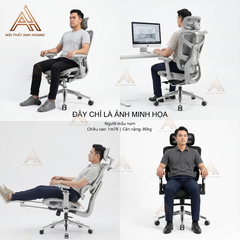 Ghế Xoay Công Thái Học Model 905 Grey, Gác chân, Tựa cổ, Tựa Lưng Thay Đổi Linh Hoạt Thiết Kế Bảo Vệ Cột Sống Ngả Lưng 145 Độ