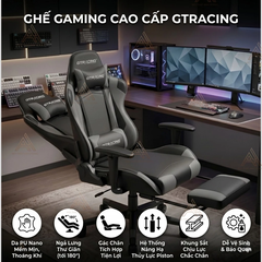 Ghế Stream Cao Cấp Ngả Lưng 180° - Da Pu Nano - Có Gác Chân | SRASER - GTRACING MA011 Grey | Nội Thất Anh Hoàng