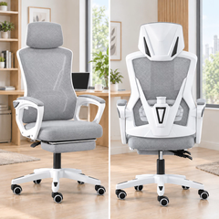 Ghế Xoay Văn Phòng, Công Thái Học, Gaming Ergonomic, Ghế Gaming Tựa Đầu Êm Ái | 818 Grey | Nội Thất Anh Hoàng