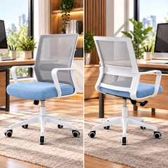 Ghế Xoay Văn Phòng 360 Độ Tay Cố Định Vững Chắc, Thiết Kế Tinh Tế Tối Giản Đệm Dày | 801 Grey | Nội Thất Anh Hoàng