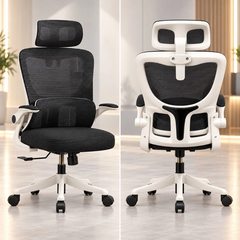 Ghế Công Thái Học 418 Trắng – Tựa Đầu, 2 Lưng Đệm Lưới Đỡ Cột Sống, Tay Ghế Điều Chỉnh | Nội Thất Anh Hoàng