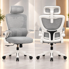 Ghế Công Thái Học 418 Xám – Tựa Đầu, 2 Lưng Đệm Lưới Đỡ Cột Sống, Tay Ghế Điều Chỉnh | Nội Thất Anh Hoàng