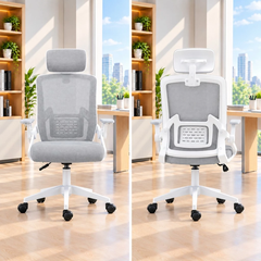 Ghế Xoay Văn Phòng Model 588 White - Thiết Kế Ergonomic Hỗ Trợ Cột Sống, Tựa Đầu Điều Chỉnh Phù Hợp Làm Việc Và Học Tập