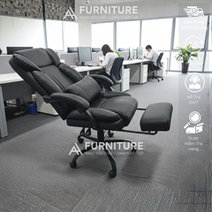 Ghế Giám Đốc Da PU Có Ngả Lưng Thư Giãn Và Đỡ Chân – Tay Bọc Đệm Êm, Kèm Gối Lưng, Khung Chân Kim Loại Chịu Lực 200kg