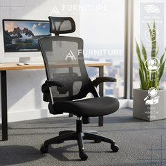 Ghế Công Thái Học AH555 – Tựa Đầu, Lưng Lưới Đỡ Cột Sống, Tay Ghế Điều Chỉnh | Nội Thất Anh Hoàng