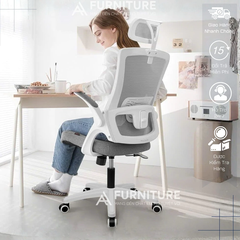 Ghế Công Thái Học DBS-H Beige– Tựa Đầu, Lưng Lưới Đỡ Cột Sống, Tay Ghế Điều Chỉnh | Nội Thất Anh Hoàng