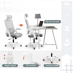 Ghế Công Thái Học AH555 – Tựa Đầu, Lưng Lưới Đỡ Cột Sống, Tay Ghế Điều Chỉnh | Nội Thất Anh Hoàng