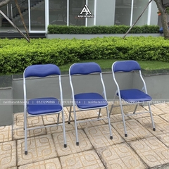Ghế Văn Phòng Chân Xếp Gấp Gọn Khung Sắt, Bọc Da - Ghế Học Tập/ Làm Việc | Nội Thất Anh Hoàng