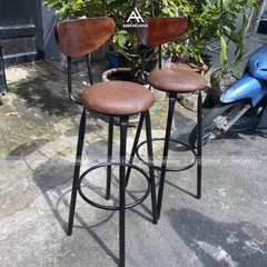 Ghế quầy bar cao 75cm màu nệm nâu, có tựa