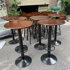 Bàn quầy bar sắt chân mâm cao 110cm bao gồm cả mặt bàn