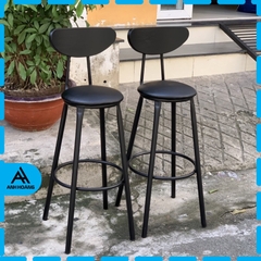 Ghế quầy bar cao 75cm màu nệm đen, có tựa