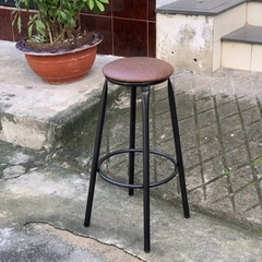 Ghế quầy bar cao 75cm màu gỗ tự nhiên, không tựa màu nệm nâu