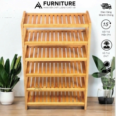 Kệ Để Giày Dép 6 Tầng Gỗ Cao Su 64cm – Thiết Kế Nghiêng Thoáng Khí, Chịu Nước Để Được Nhiều Đồ Dễ Tháo Lắp | Nội Thất Anh Hoàng