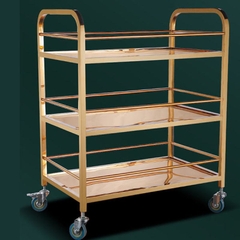 Xe Phục Vụ Bàn Ăn Inox Mạ Vàng