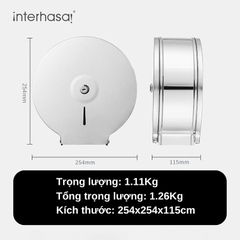 Hộp đựng giấy vệ sinh cuộn lớn bằng inox Interhasa HSD-E118