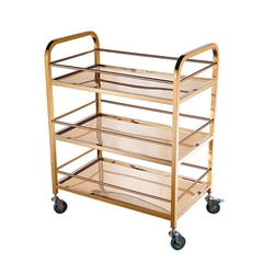 Xe Phục Vụ Bàn Ăn Inox Mạ Vàng