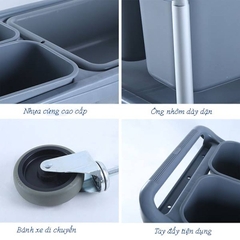 Xe Đẩy Dọn Bàn Nhựa Khung Nhôm Có Khay