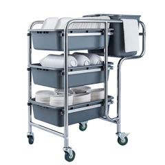 Xe Dọn Bàn 3 Tầng Khung Inox 77
