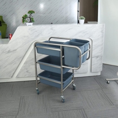 Xe Dọn Bàn 3 Tầng Khung Inox 77