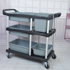 Xe Đẩy Dọn Bàn Nhựa Khung Nhôm Có Khay