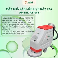 Máy chà sàn liên hợp đẩy tay , Điện áp 24V, Công suất 1050W, Model: AT-W1