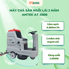 Máy chà sàn ngồi lái 2 mâm, Điện áp 24V, Công suất 2900w, Model: AT-X800