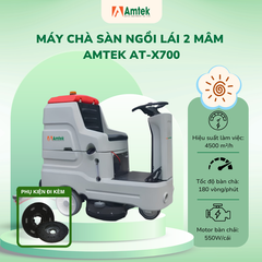Máy chà sàn ngồi lái 2 mâm, Điện áp 24V, Công suất 2400w, Model: AT-X700