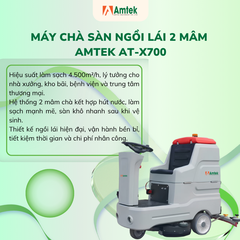 Máy chà sàn ngồi lái 2 mâm, Điện áp 24V, Công suất 2900w, Model: AT-X800