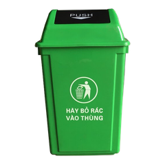 Thùng rác nắp lật PUSH 40L xanh lá, xám Chất liệu : nhựa HDPE