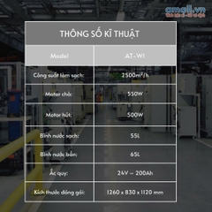 Máy chà sàn liên hợp đẩy tay , Điện áp 24V, Công suất 1050W, Model: AT-W1
