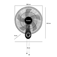 Quạt treo tường RAPIDO RWF-16AWM đen