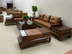 Bộ bàn ghế sofa chân quỳ gỗ sồi cao cấp TX