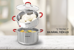 nồi lẽ xửng 22cm inox 5 đáy SUNHOUSE SHG22