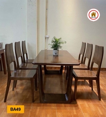 Bộ bàn ghế ăn gỗ sồi 6 ghế bàn mặt đá nhập khẩu MD88