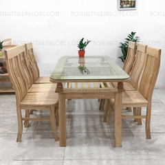 Bộ bàn ghế ăn gỗ sồi 1M6 6 nghế 2 tầng BAS3700