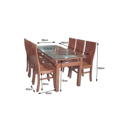 Bộ bàn ghế ăn gố xoan đào 1M6 2 tầng 6 ghế XD4800