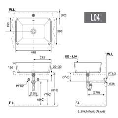 CHẬU LAVABO DK - ĐẶT TRÊN DK-1.04