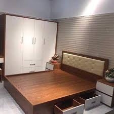 Giường ngủ gỗ MDF 1M8 Ngăn kéo đầu đệm GM2500