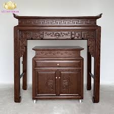 Bàn thờ gỗ sồi chiện có tủ hương