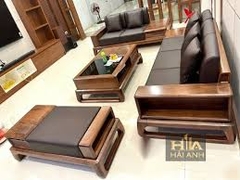Combo Bàn ghế Sofa góc thuyền gỗ sồi TX1500 mầu luương