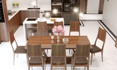 Bộ bàn ghế ăn gỗ sồi 1M6 8 ghế H2 Bàn chỉ New 8800