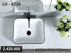 CHẬU LAVABO ĐẶT DƯƠNG TEADY - 8220 VIỀN ĐEN