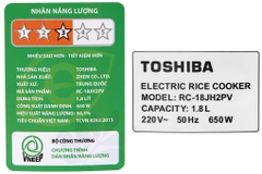 Nồi cơm điện Toshiba RC-18JH2PV(B)