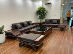 Combo Bộ bàn ghế sofa thuyền Đại 2 văng gỗ sồi D2m8xS85 New