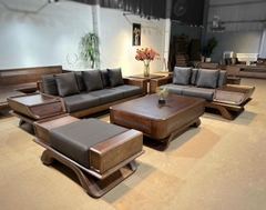 Bộ bàn ghế sofa thuyền Đại 2 văng gỗ sồi D2m8xS85 New