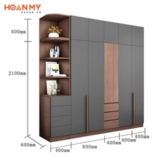 Tủ áo MDF cao cấp 5 cánh có hộc trang trý TM5200