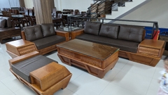 Combo Bộ bàn ghế Sofa đùi gà gỗ sồi 14TX-L1 mầu óc chó