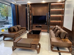 Bộ bàn ghế Sofa thuyền gỗ hương xam 16LT1 Mầu óc chó